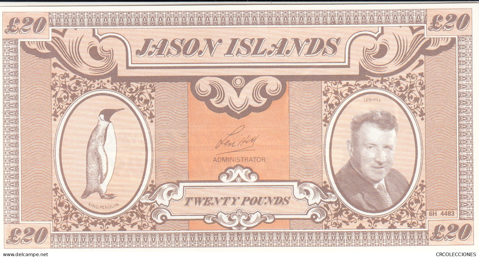 BILLETE JASON ISLAND 20 POUNS 1979 JI-5 SIN CIRCULAR - Other - America