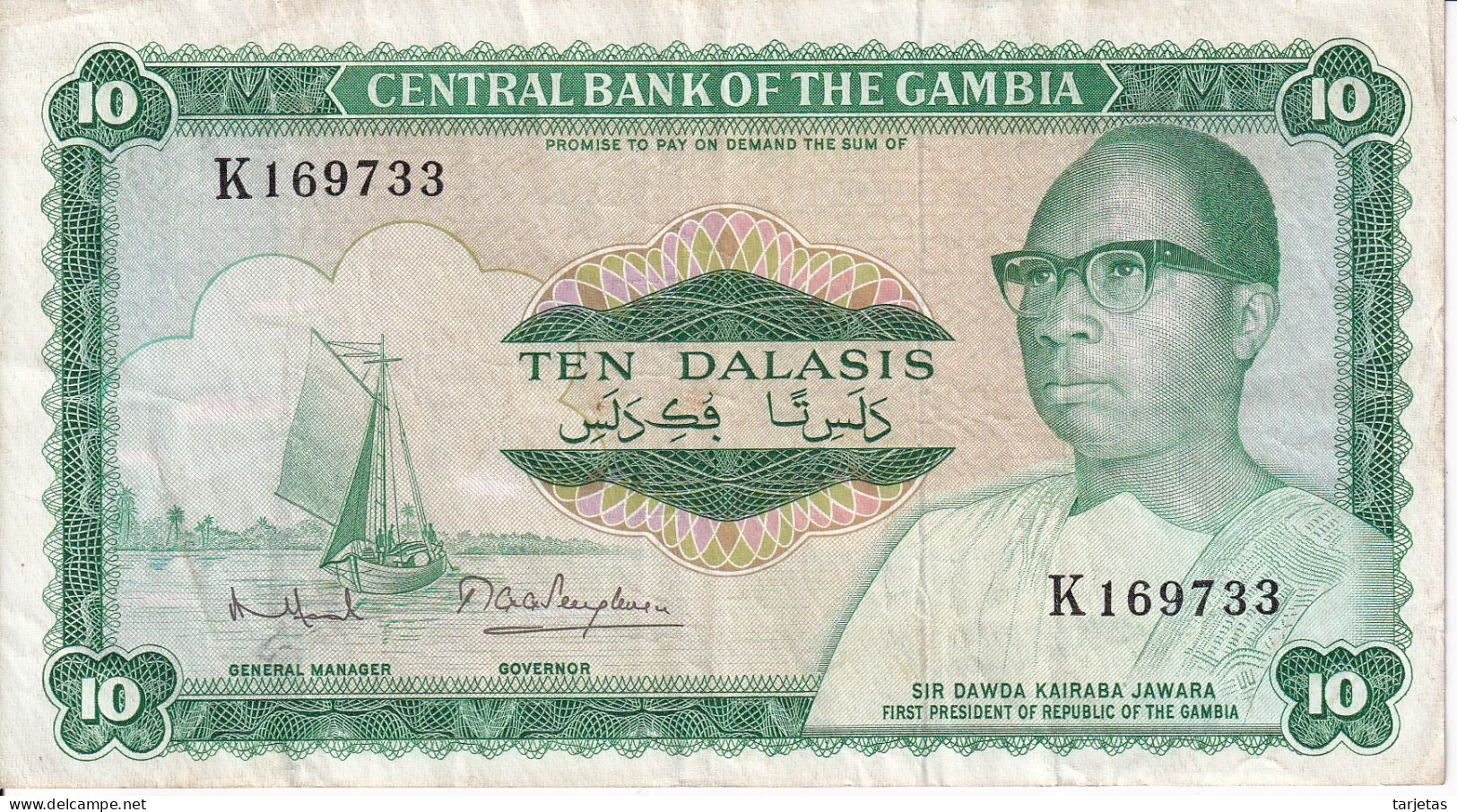 BILLETE DE GAMBIA DE 10 DALASIS DEL AÑO 1971 (BANKNOTE) - Gambia