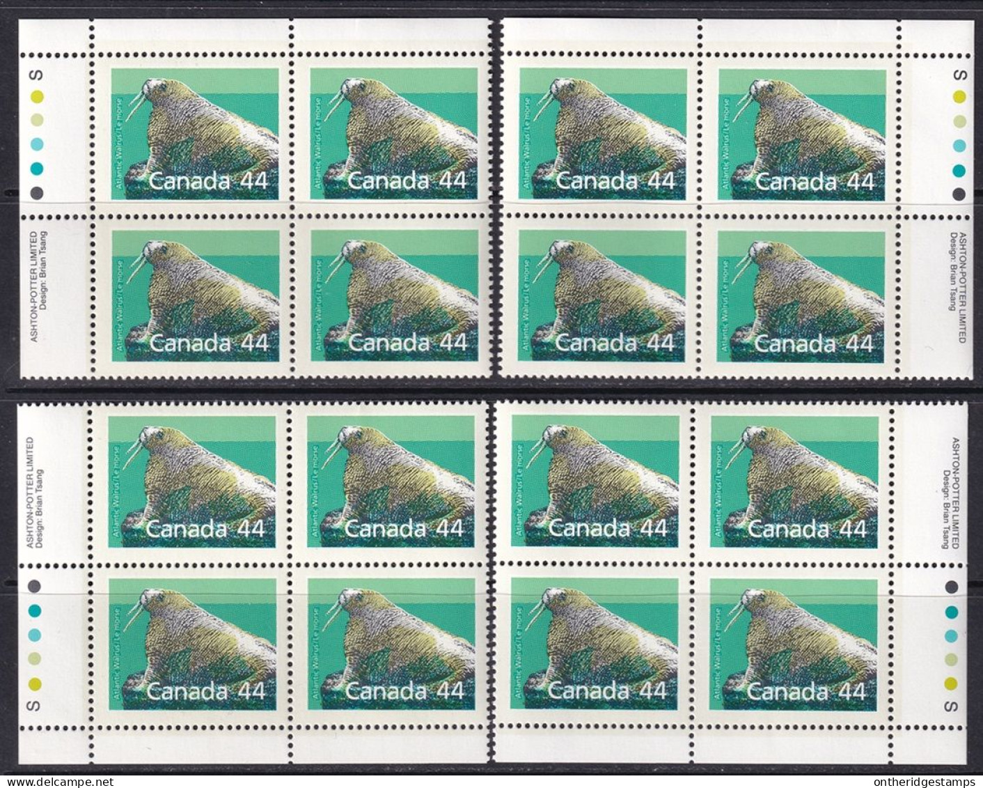 Canada 1989 Sc 1171i  Plate Block Set MNH** Slater Paper Perf 14.4x13.8 - Nuevos