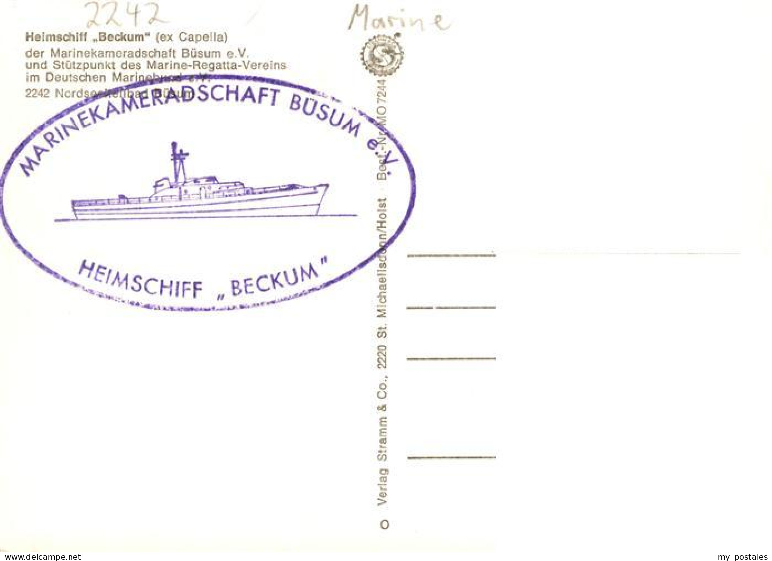 73895110 Buesum Nordseebad Marinekameradschaft Buesum Gastraeume Heimschiff Beck - Buesum