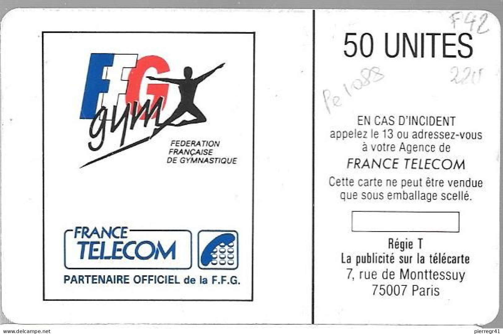 CARTE-PUBLIC-1988-F 42-SO2-50U- N°Série Pe1088-OYONNAX-UTILISEE/reste 22U-TBE/LUXE - 1988