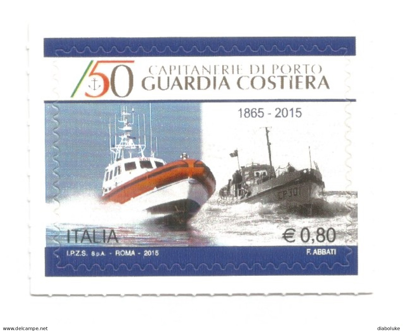 (REPUBBLICA ITALIANA) 2015, CAPITANERIE DI PORTO, GUARDIA COSTIERA - Francobollo Nuovo MNH - 2011-20: Neufs