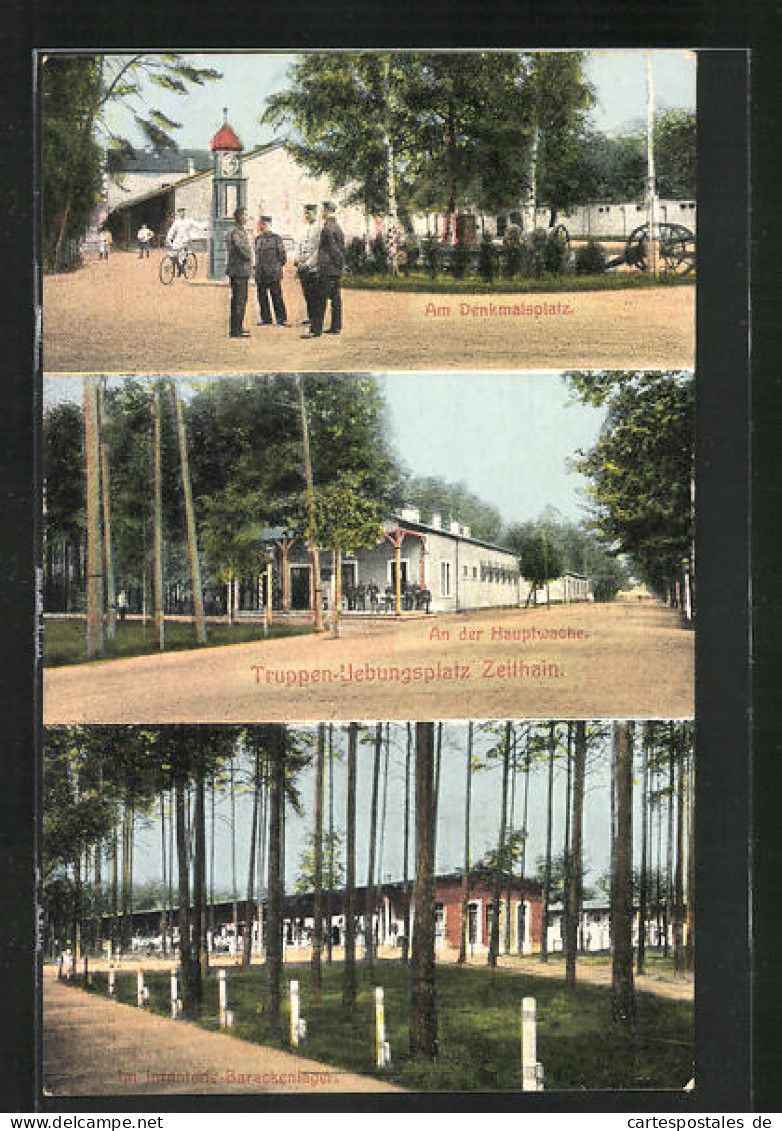 AK Zeithain, Truppenübungsplatz Mit Hauptwache, Infanterie-Barackenlager & Denkmalsplatz  - Zeithain