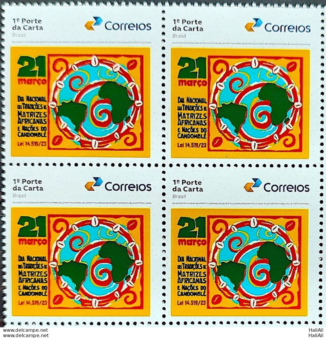 SI 06 Brazil Institutional Stamp Traditions Of African Matrices And Candomble Nations Map 2023 Block Of 4 - Personalized Stamps