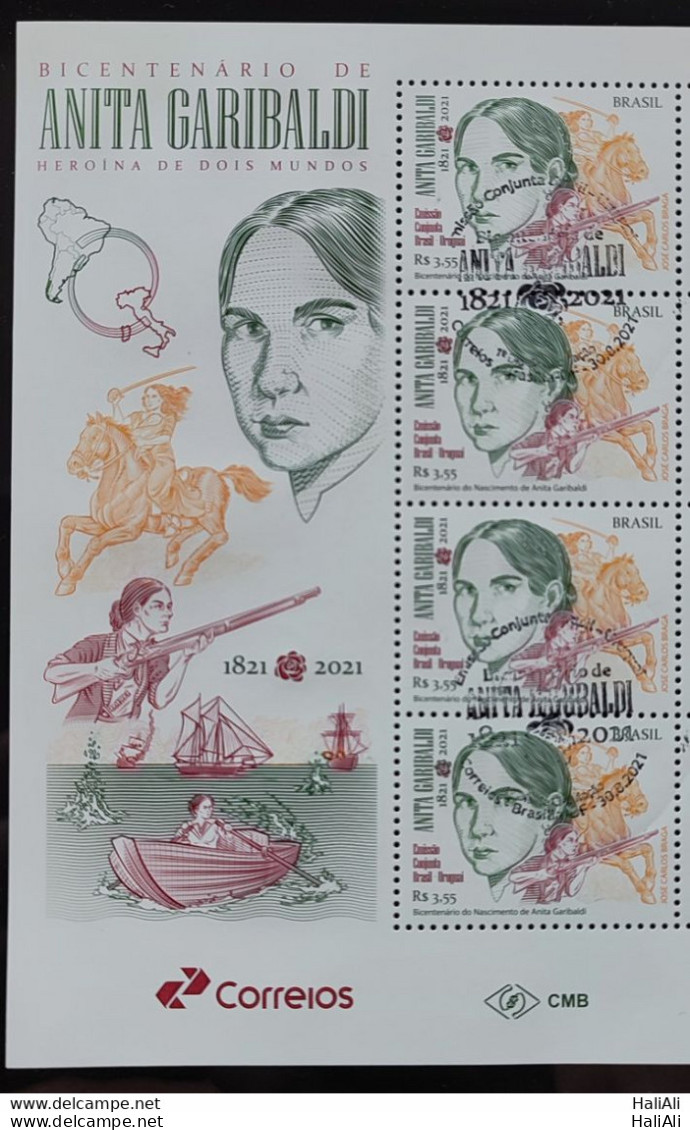 C 4003 200 Years Of The Birth Of Anita Garibaldi, Horse, Weapon 2021 With Vignette And 4 Stamps CBC BSB - Unused Stamps