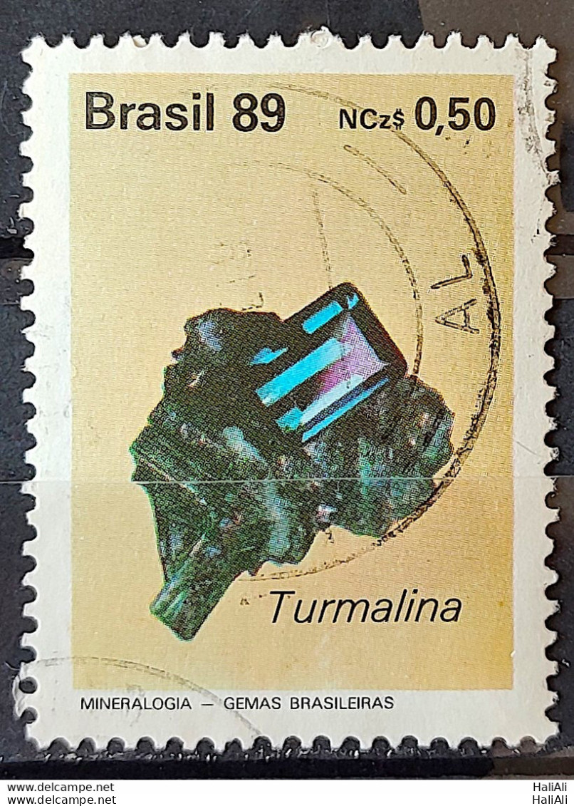 C 1639 Brazil Stamp Brazilian Gems Stone Semi Precious Tourmaline Jewelry 1989 Circulated 3 - Gebruikt