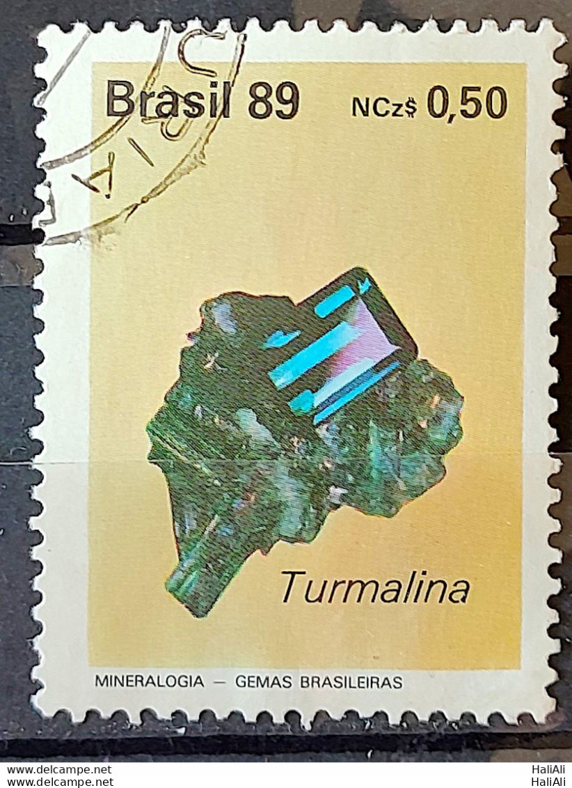 C 1639 Brazil Stamp Brazilian Gems Stone Semi Precious Tourmaline Jewelry 1989 Circulated 5 - Gebruikt