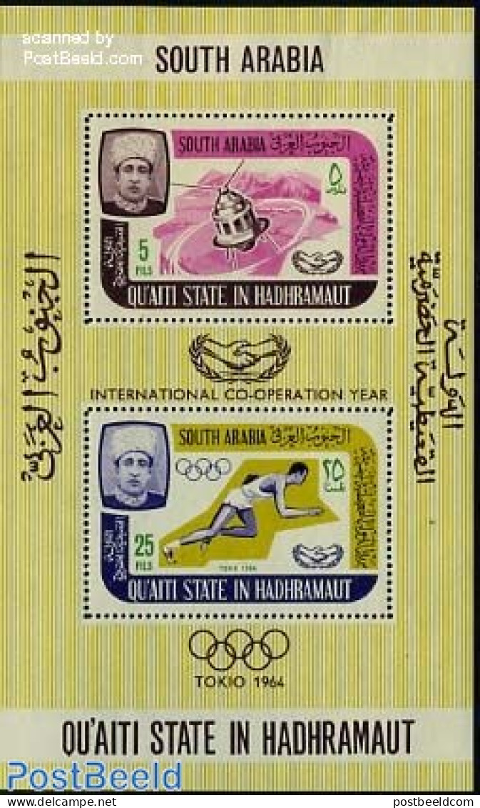 Aden 1966 Int. Co-operation S/s, Mint NH, Sport - Transport - Olympic Games - Space Exploration - Otros & Sin Clasificación