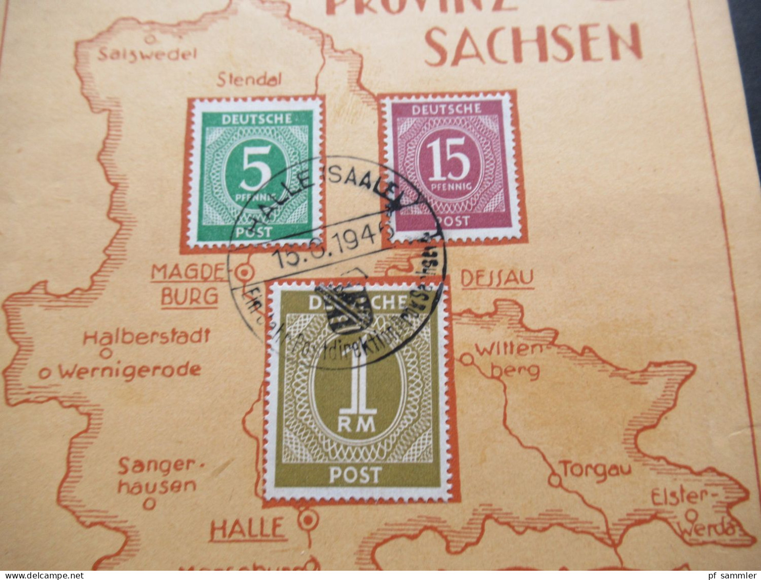 1946 Kontrollrat Ziffer Sonderblatt Postdirektion Provinz Sachsen 25000 Qkm 878 Postanstalten Sonderstempel Halle Saale - Storia Postale