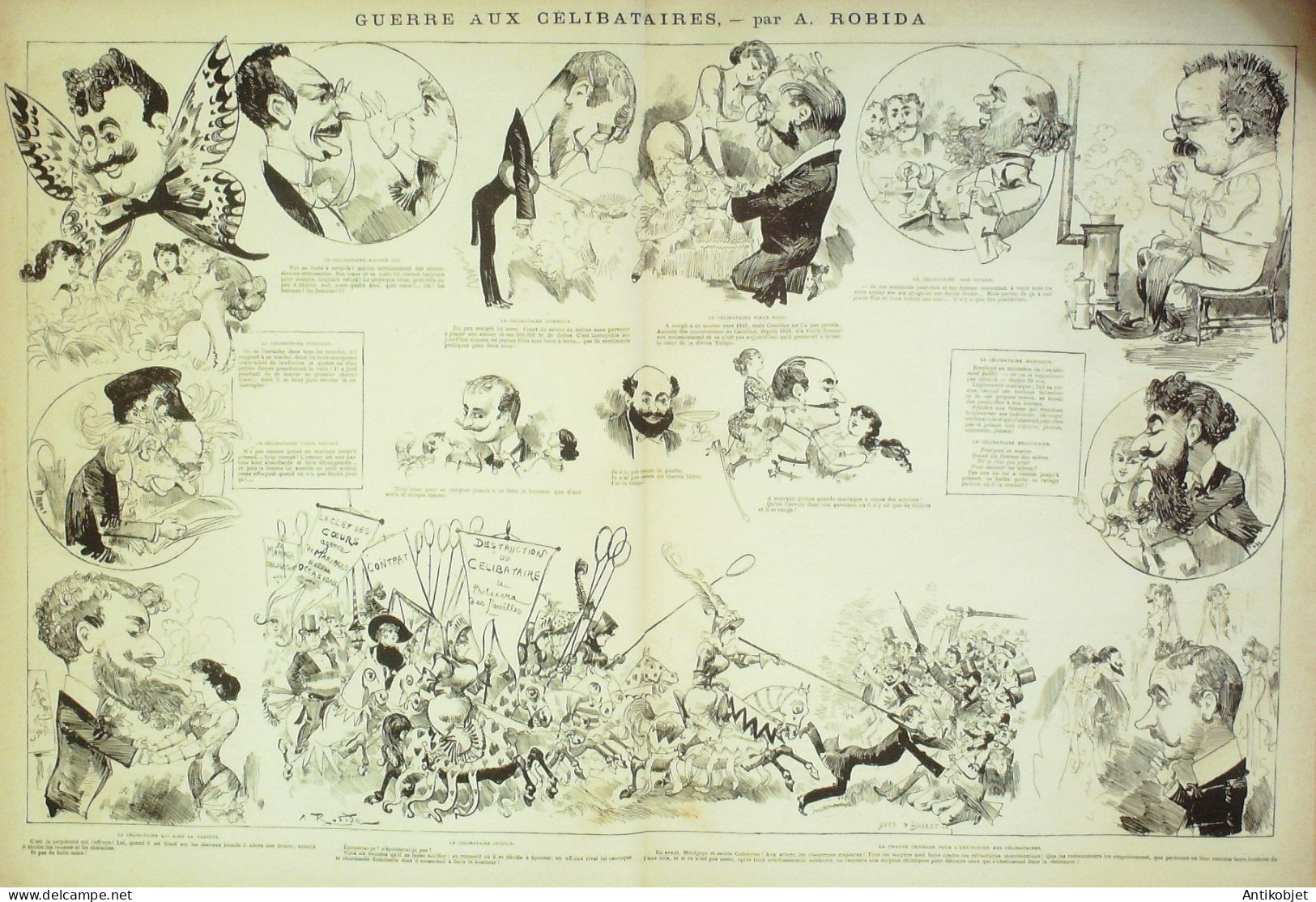 La Caricature 1882 N°111 Guerre Aux Célibataires Robida Mme Machideau Quidam - Revues Anciennes - Avant 1900