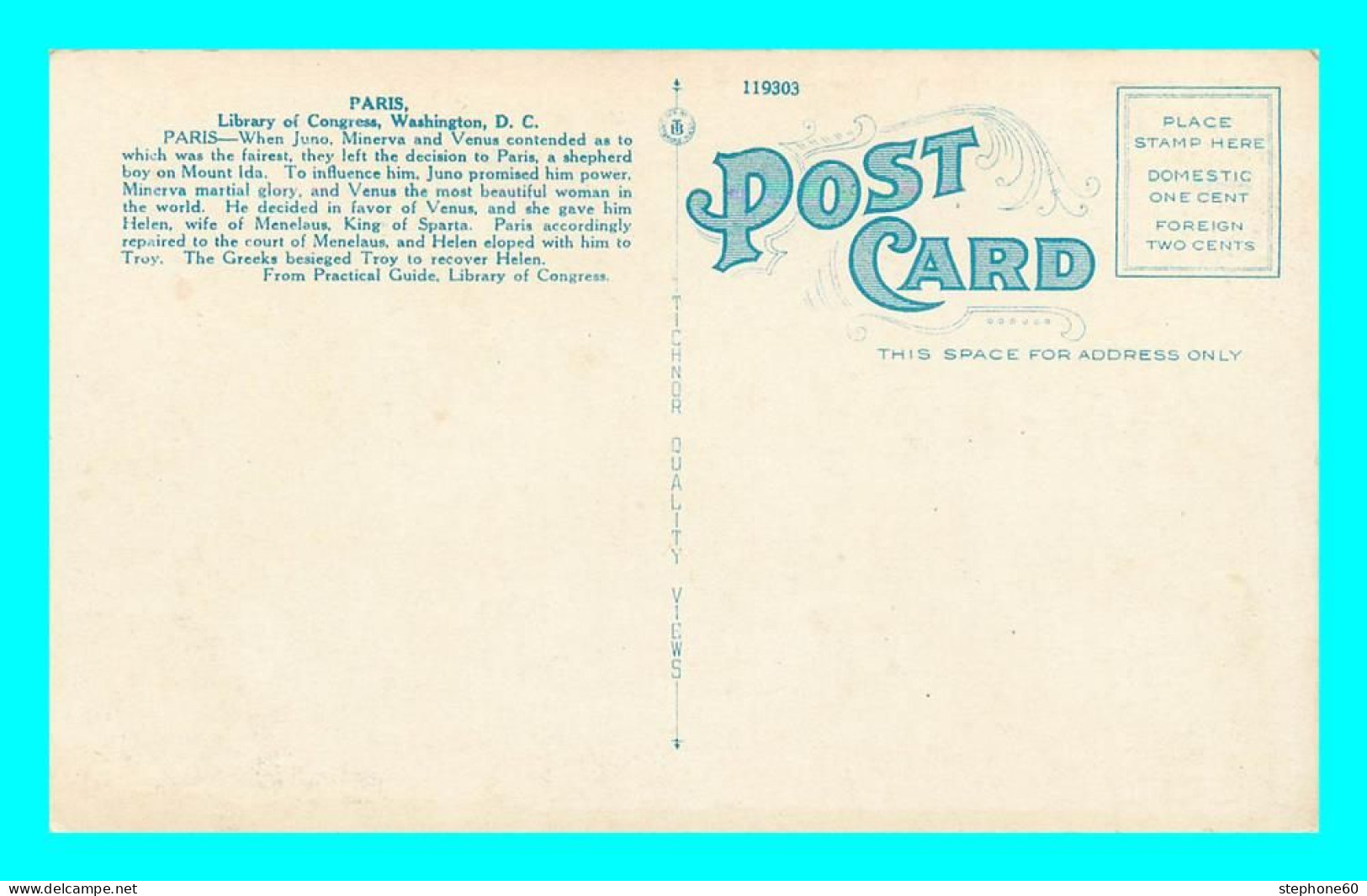 A812 / 567 WASHINGTON Library Of Congress PARIS - Other & Unclassified