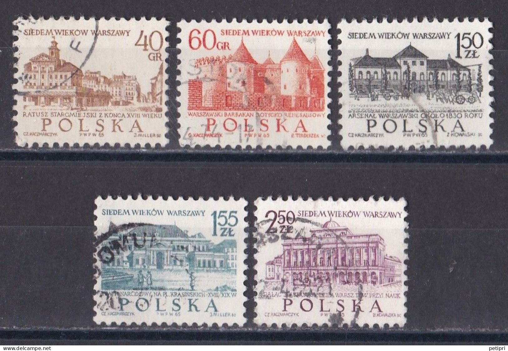 Pologne - République 1961 - 1970   Y & T N °  1452   1453  1454  1455  Et  1456  Oblitérés - Gebraucht