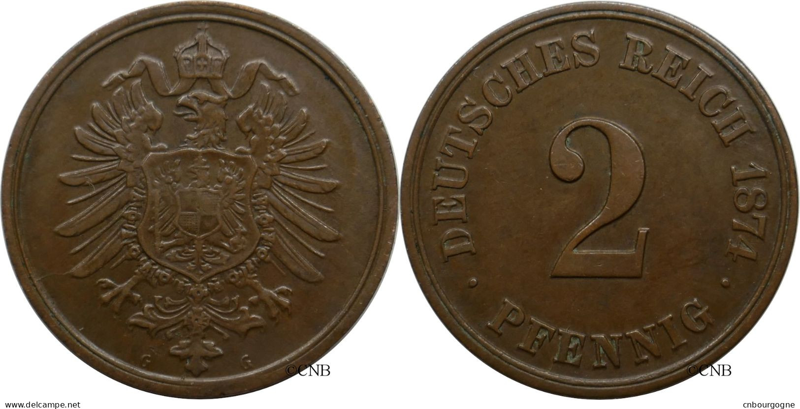 Allemagne - Empire - Guillaume Ier - 2 Pfennig 1874 G - TTB/XF45 - Mon5447 - 2 Pfennig