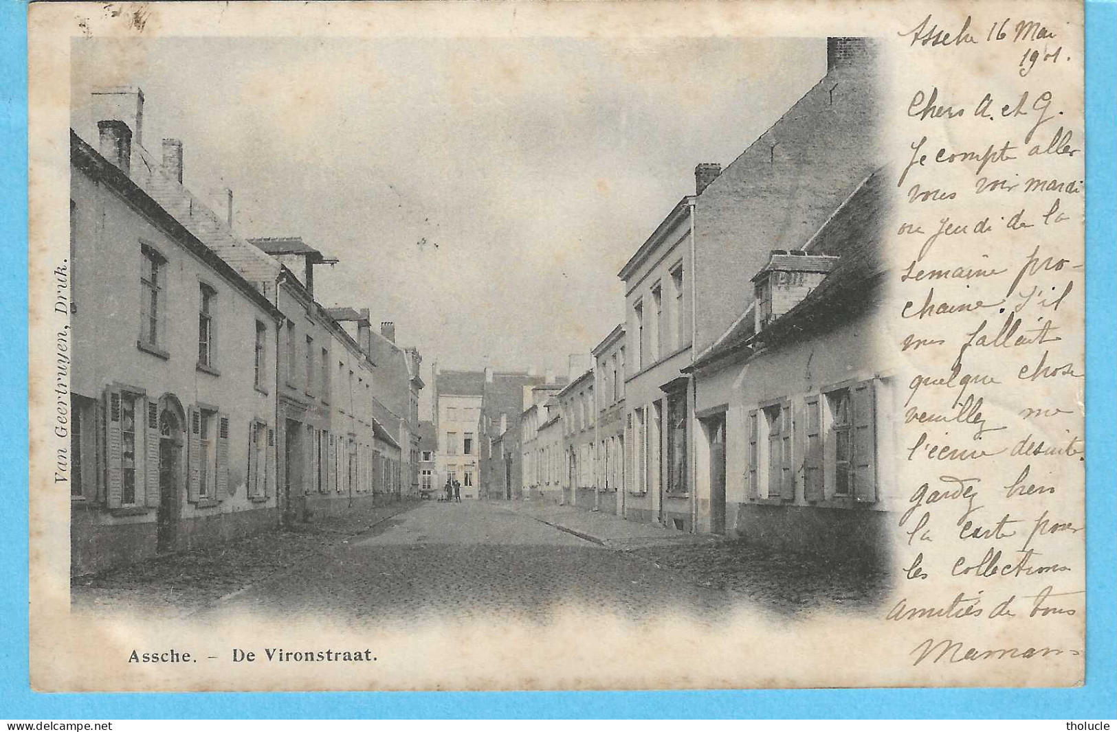 Asse-Assche-1901-De Vironstraat-Timbres "Armoiries Du Royaume 1 Et 2 C-N°53-55-Uitg.Van Geertruyen-Drukkerij-Rare - Asse