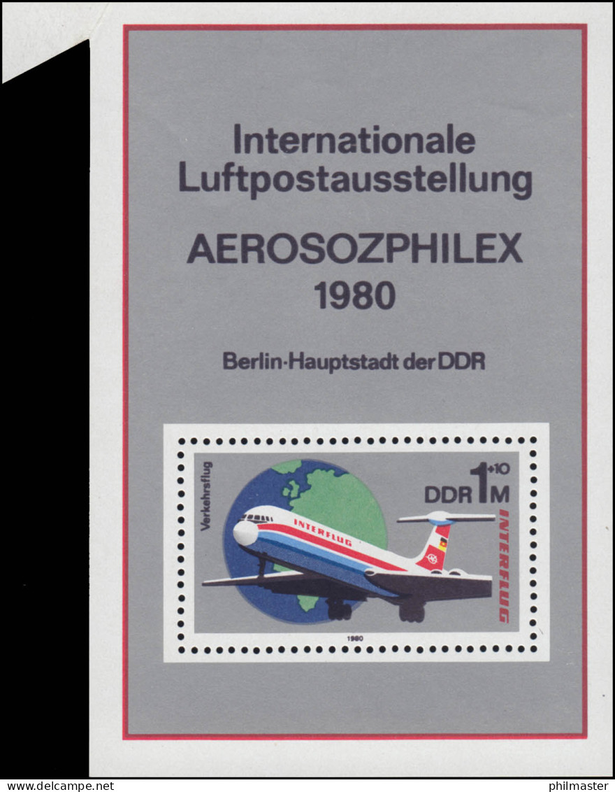 Block 59 INTERFLUG AEROSZOPHILEX 1980 - Block Mit Anhang Durch Verschnitt ** - Abarten Und Kuriositäten