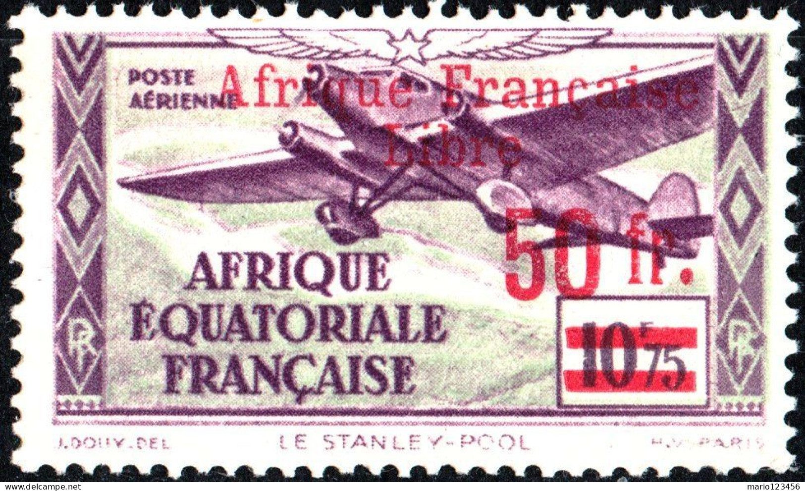 AFRICA EQUATORIALE FRANCESE, AIRMAIL, 50 Fr., 1940, NUOVO (MNH**) Mi:FR-EQ 162, Scott:FR-EQ C15, Yt:FR-EQ PA21 - Unused Stamps