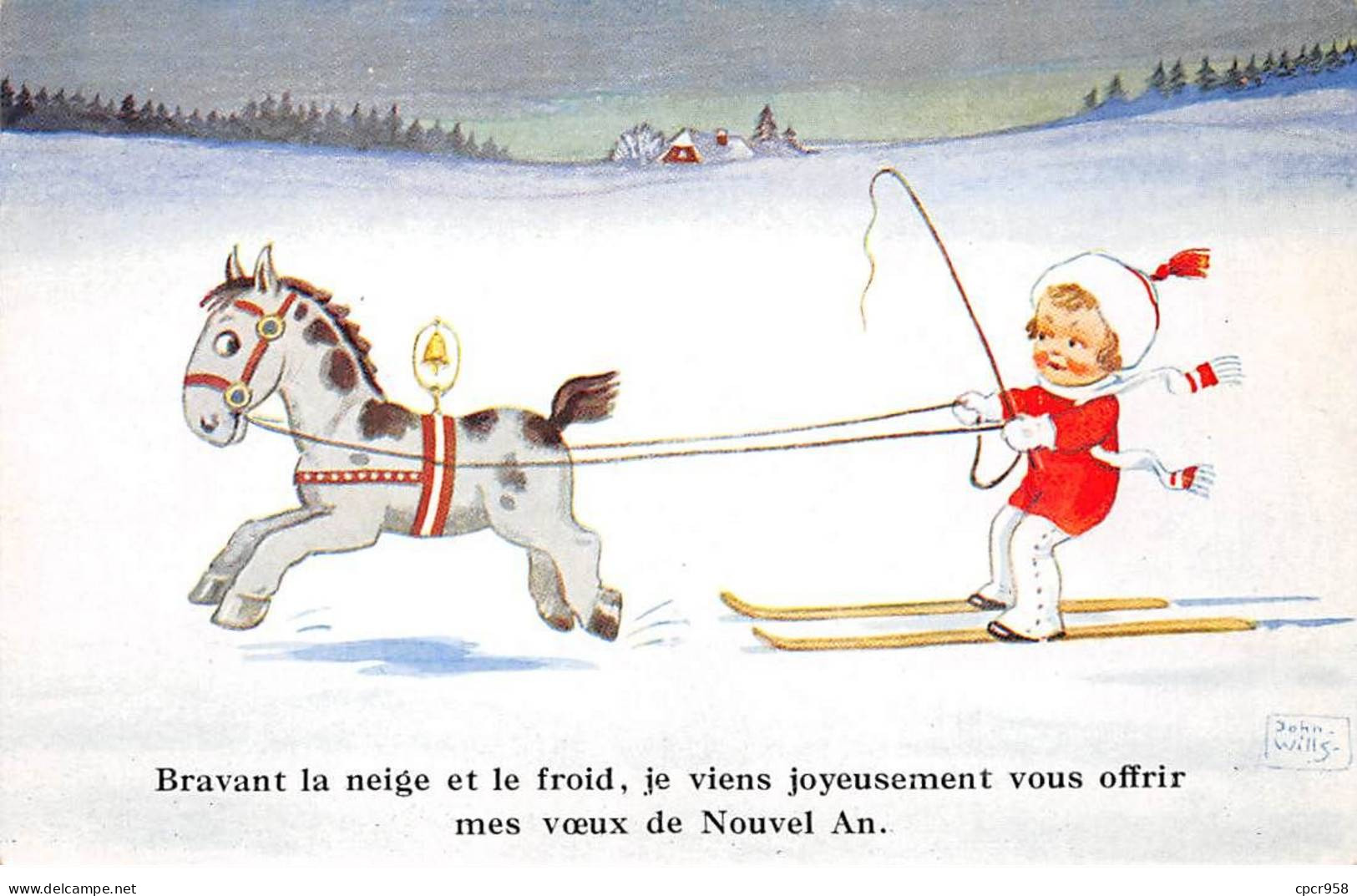 Illustrateur - N°85080 - John Wills - Bravant La Neige Et Le Froid ... Mes Voeux De Nouvel An - Wills, John