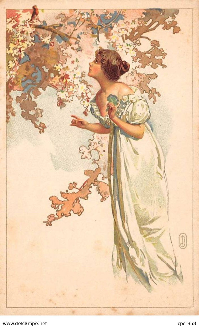 Illustrateur - N°86405 - Genre Mucha - Jeune Femme Regardant Des Fleurs D'un Arbre - Chicorée Extra Trampler - Publicité - Mucha, Alphonse