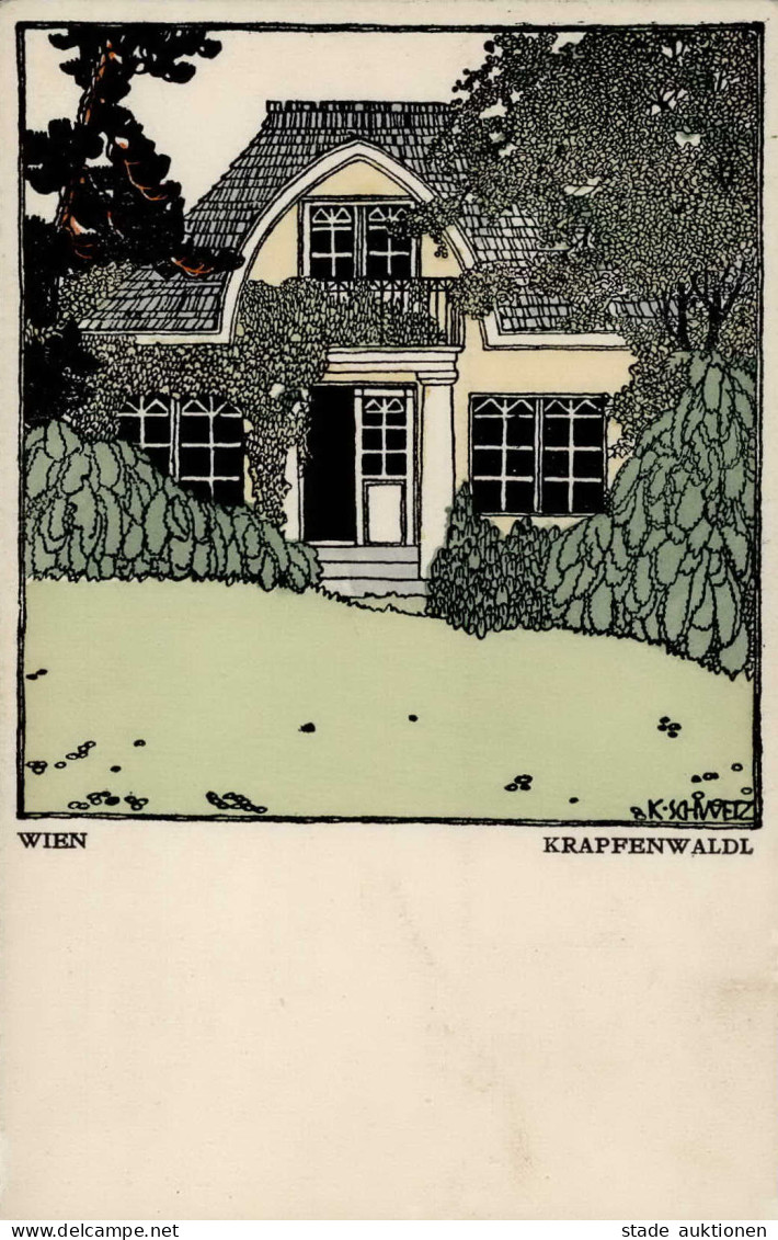 WIENER WERKSTÄTTE 433 - Krapfenwaldl WIEN Sign. K.SCHWETZ I - Wiener Werkstaetten