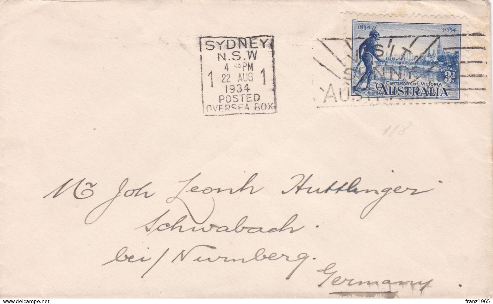 From Australia To Germany - 1934 - Cartas & Documentos