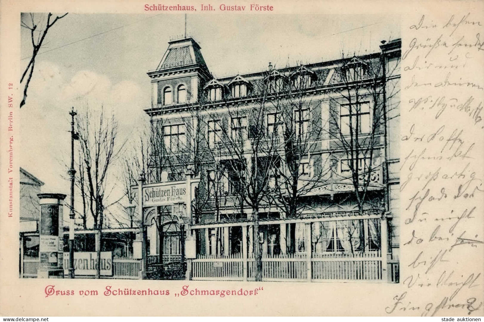 Berlin Schmargendorf (1000) Schützenhaus Litfaßsäule 1901 I-II (fleckig) - Ploetzensee