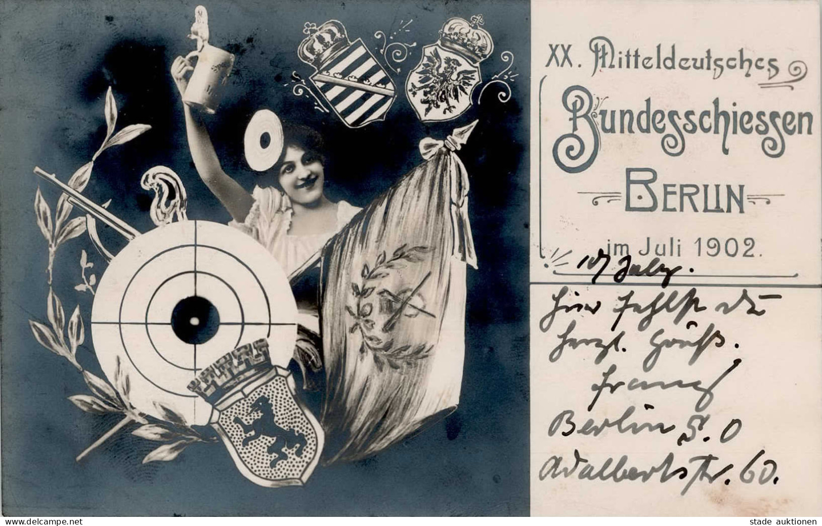 Berlin (1000) XX. Mitteldeutsches Bundesschießen Juli 1902 Sonderstempel I - Plötzensee