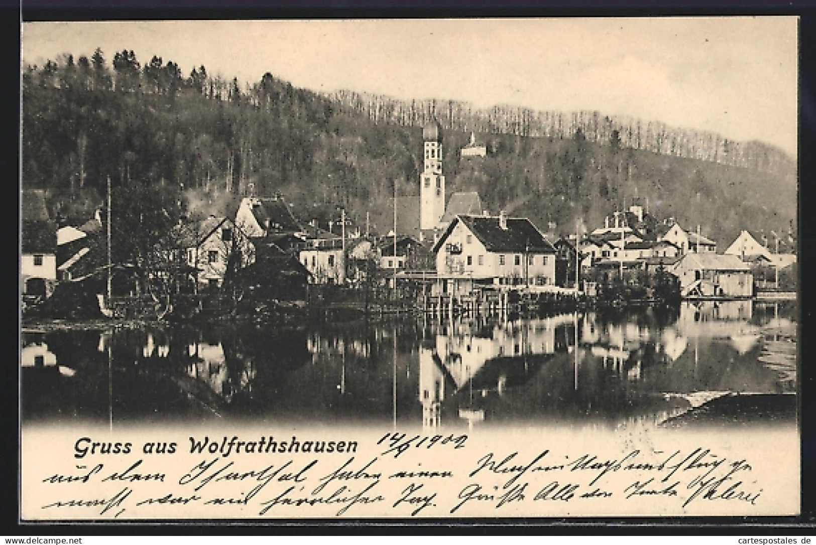 AK Wolfratshausen, Ortsansicht Mit Flusspartie  - Wolfratshausen