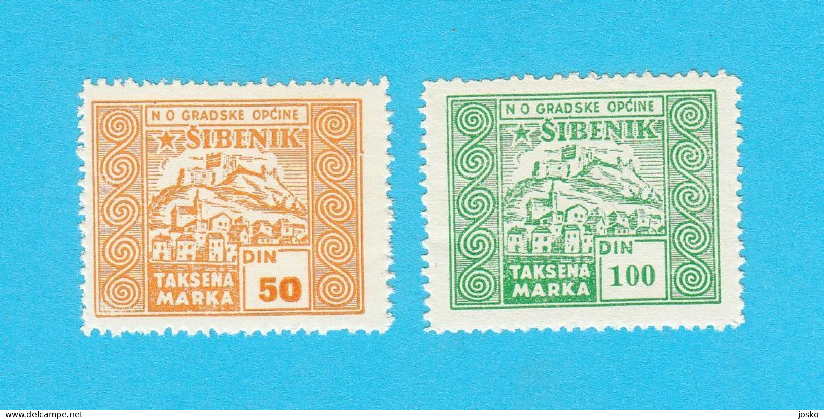 N.O. GRADSKE OPĆINE ŠIBENIK Croatia Yugoslavia Lot Of 2. Tax Stamp * Revenue Timbre Fiscal Steuerstempel Bollo Fiscale - Other & Unclassified