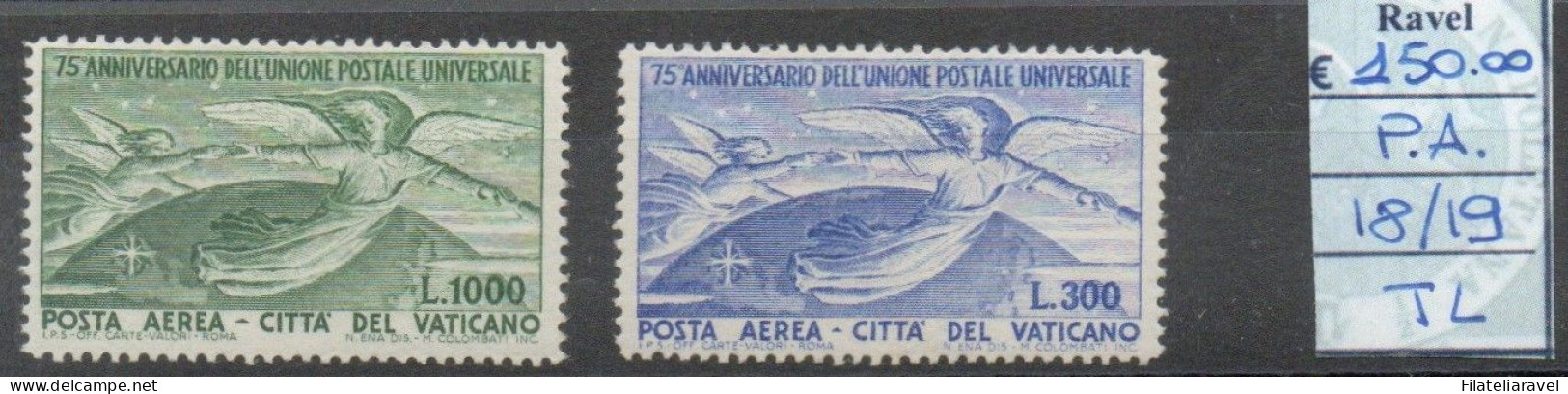 Vaticano - 1949 - Posta Aerea, U.P.U. - 2 Valori, Serie Completa, Traccia Di Linguella. Cat Sassone N. 18/19 - Unused Stamps