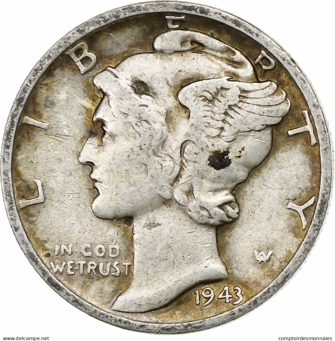 États-Unis, Dime, Mercury Dime, 1943, U.S. Mint, Argent, TTB, KM:140 - 1916-1945: Mercury (Mercure)