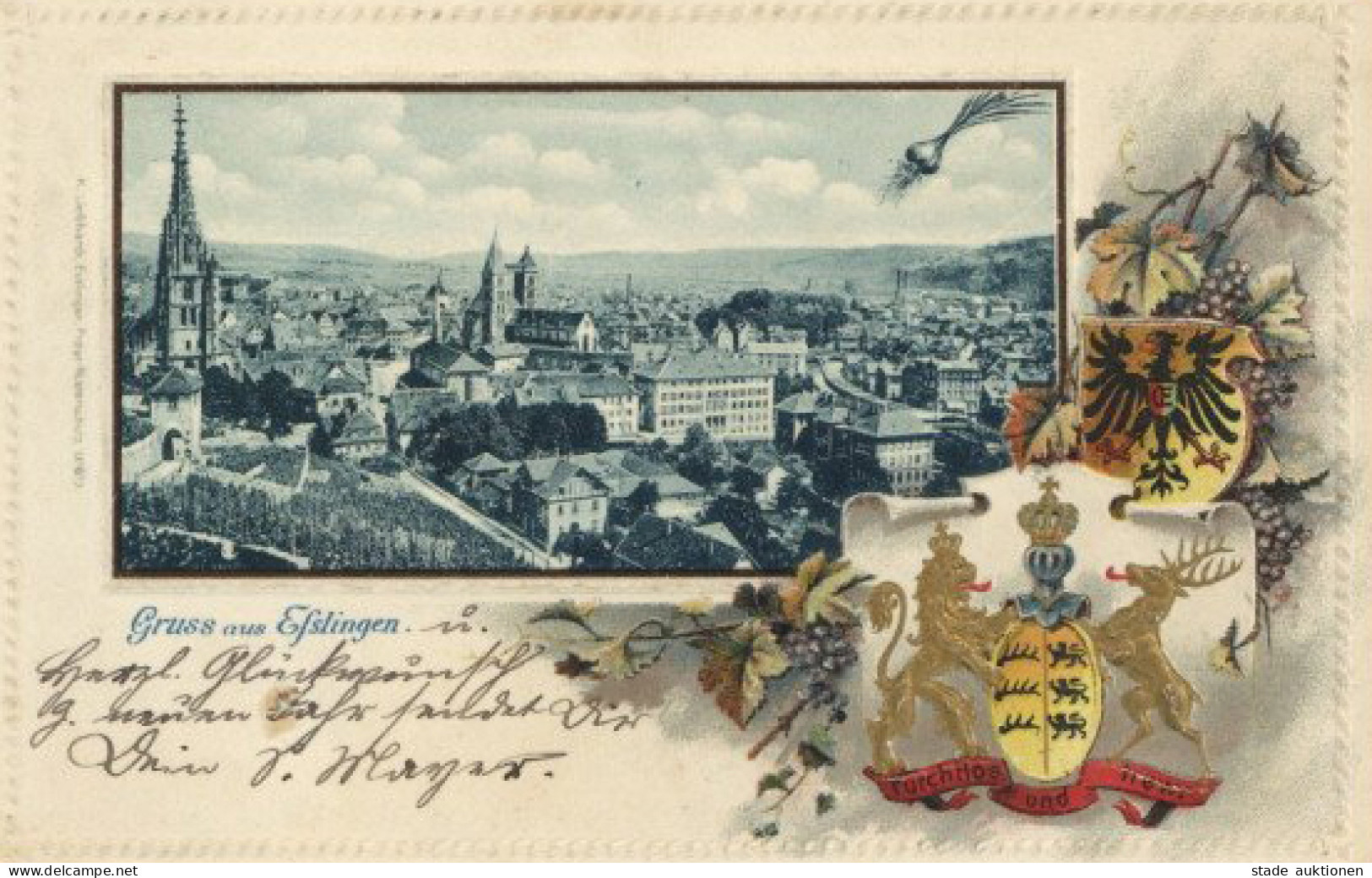 Esslingen Am Neckar (7300) Präge-Karte 1900 II- (Reißnagelloch, Marke Teilweise Entfernt) - Esslingen