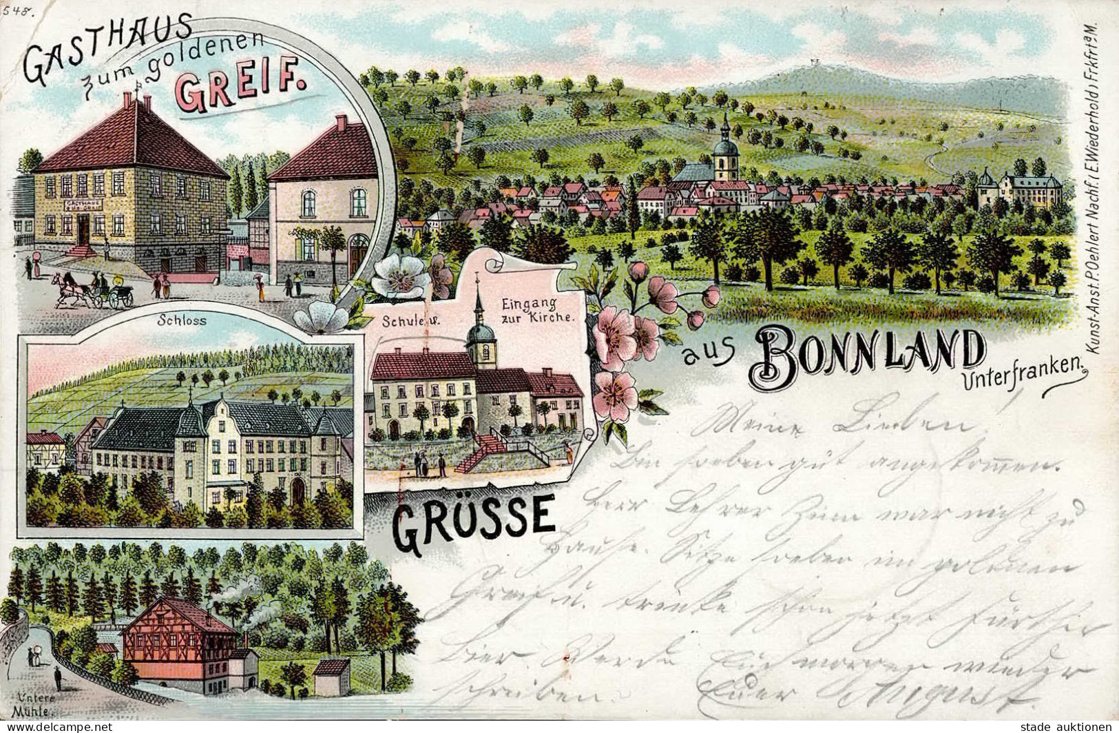 Hammelburg Bonnland (8783) Gasthaus Zum Goldenen Greif Schule 1900 II (Stauchung) - Hammelburg