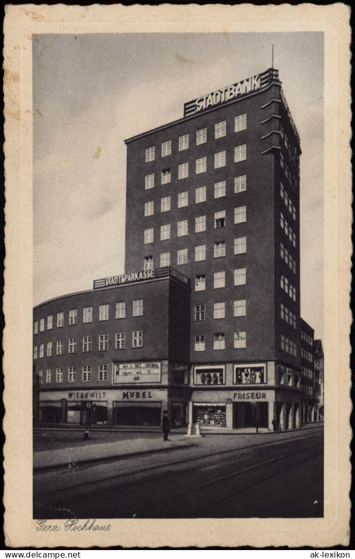 Ansichtskarte Gera Hochhaus, STADTSPARKASSE 1938 - Gera