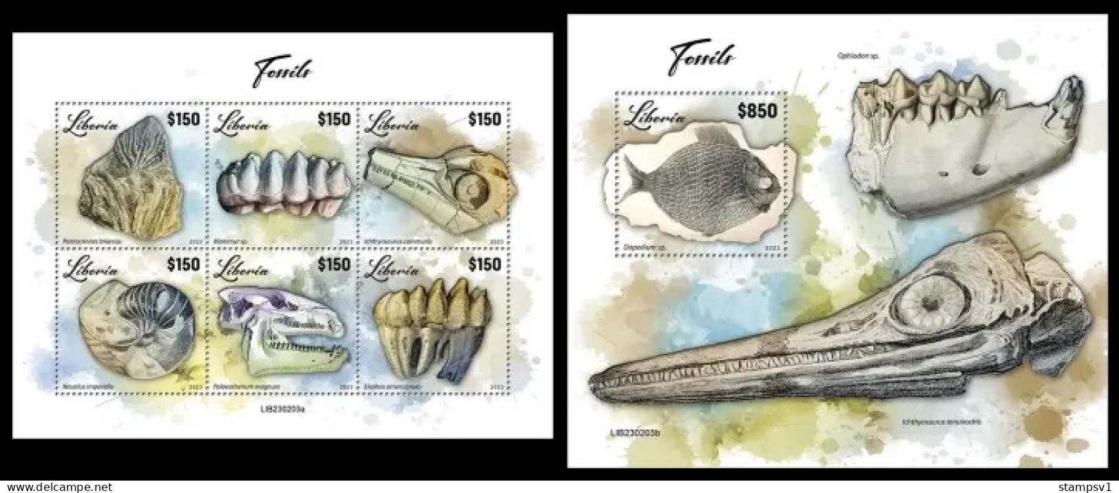 Liberia  2023 Fossils. (203) OFFICIAL ISSUE - Fossielen