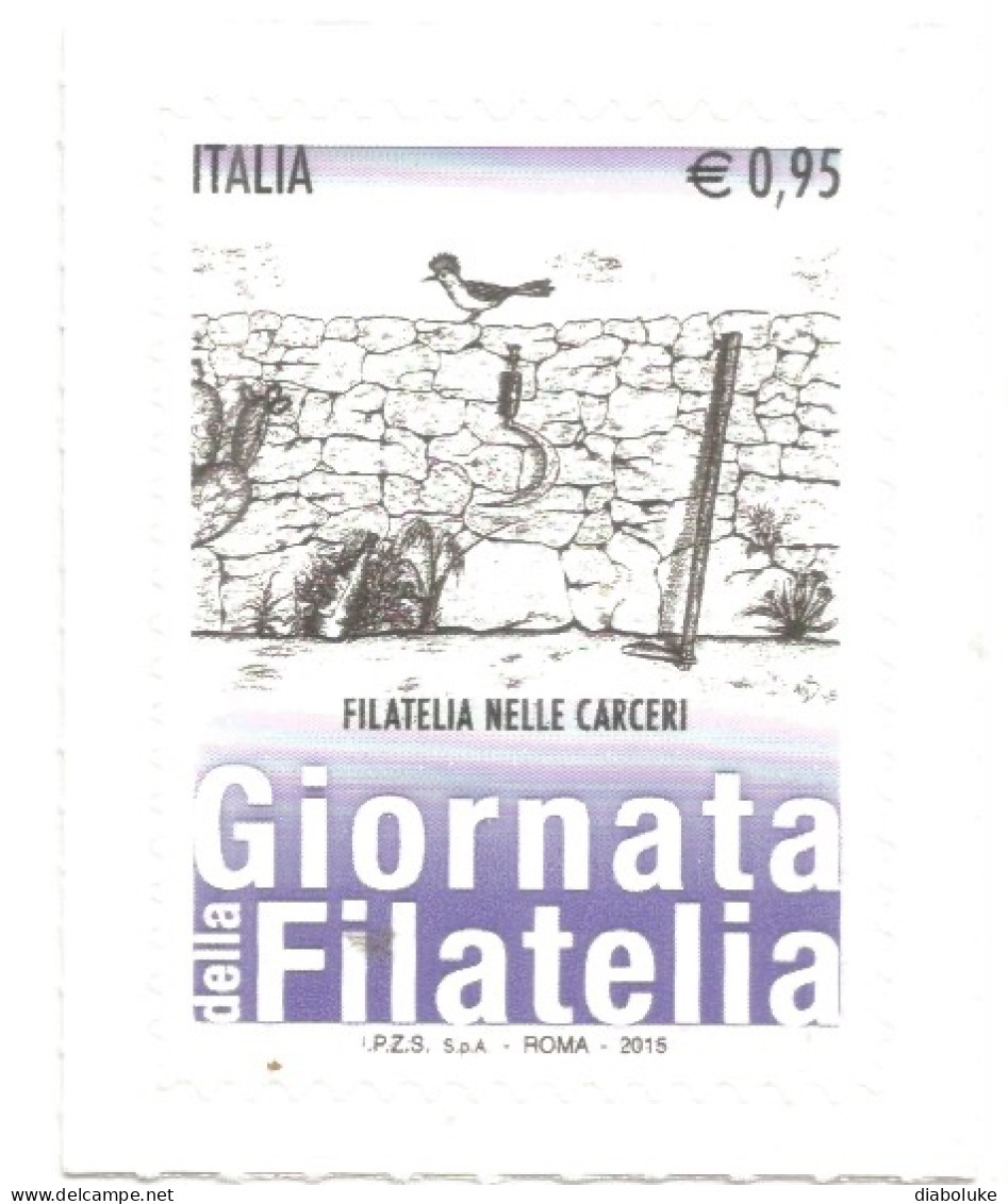 (REPUBBLICA ITALIANA) 2015, GIORNATA DELLA FILATELIA, FILATELIA NELLE CARCERI - Francobollo Nuovo MNH - 2011-20: Mint/hinged