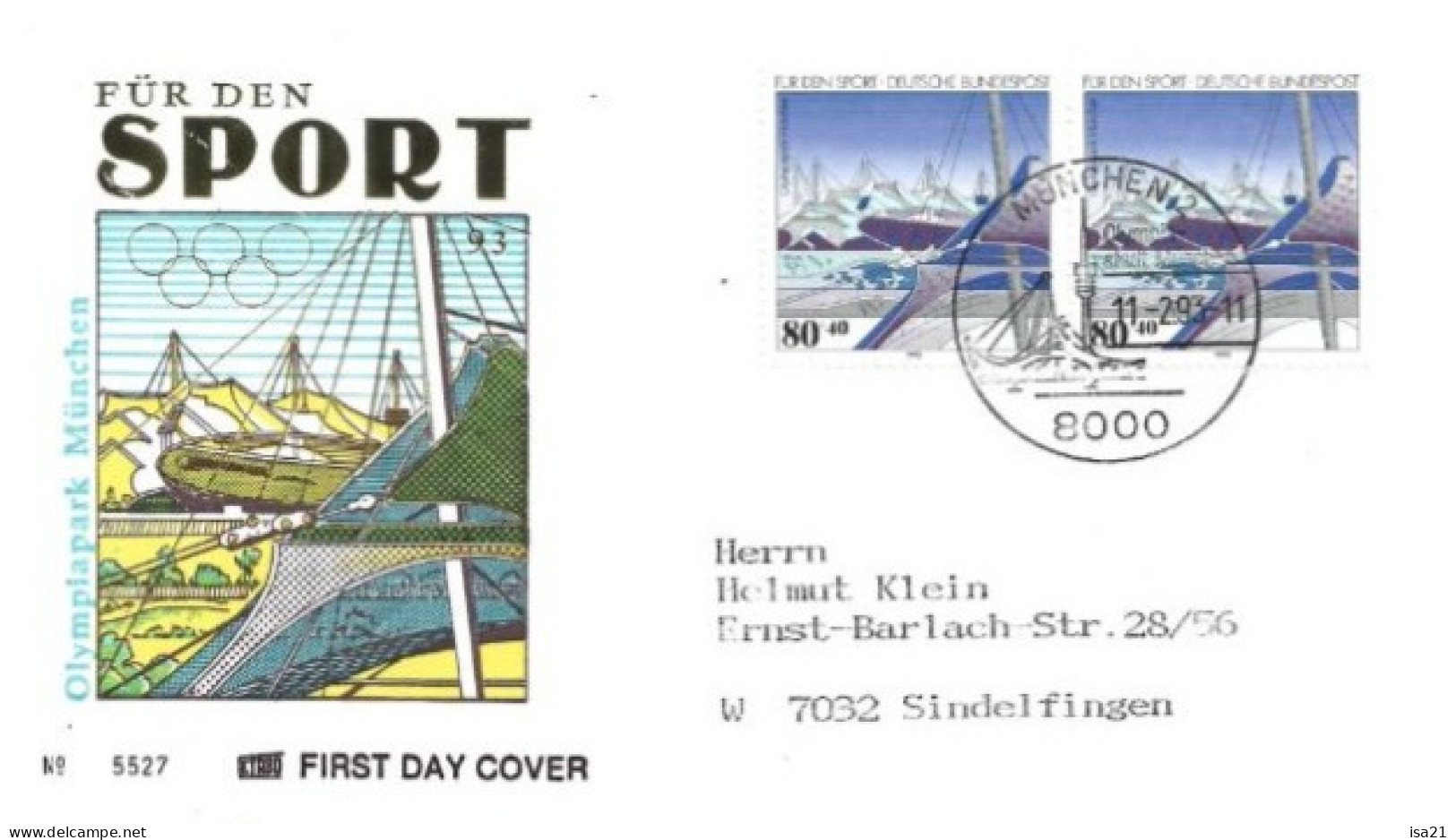 Allemagne: FIRST DAY COVER 1993: Für Den SPORT: Le Chapiteau, Olympiapark München. - 1991-2000