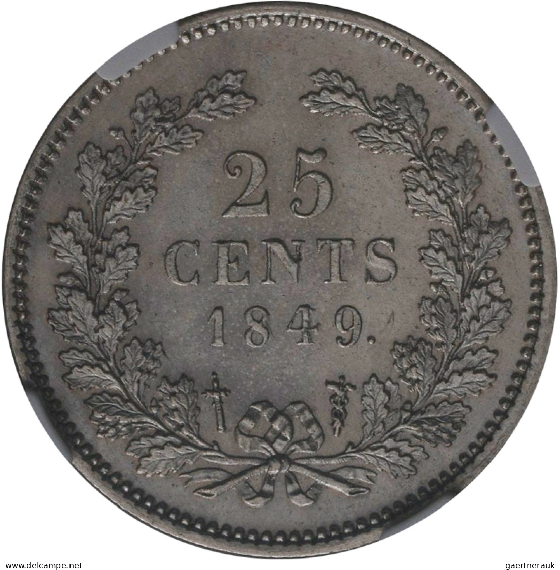 Niederlande: LATE ARRIVAL: Niederlande, Wilhelm II. 1840-1849: 25 Cents 1849, Ut - 1840-1849 : Willem II