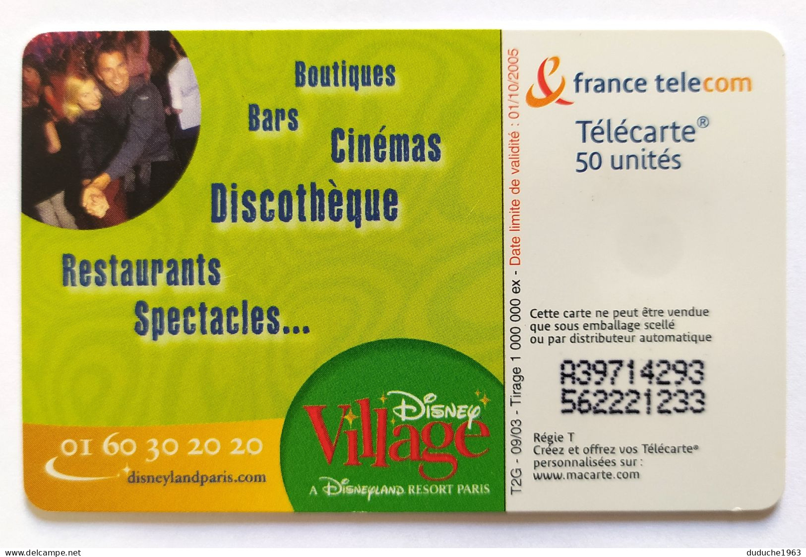 Télécarte France - Disneyland - Disney Village - Unclassified