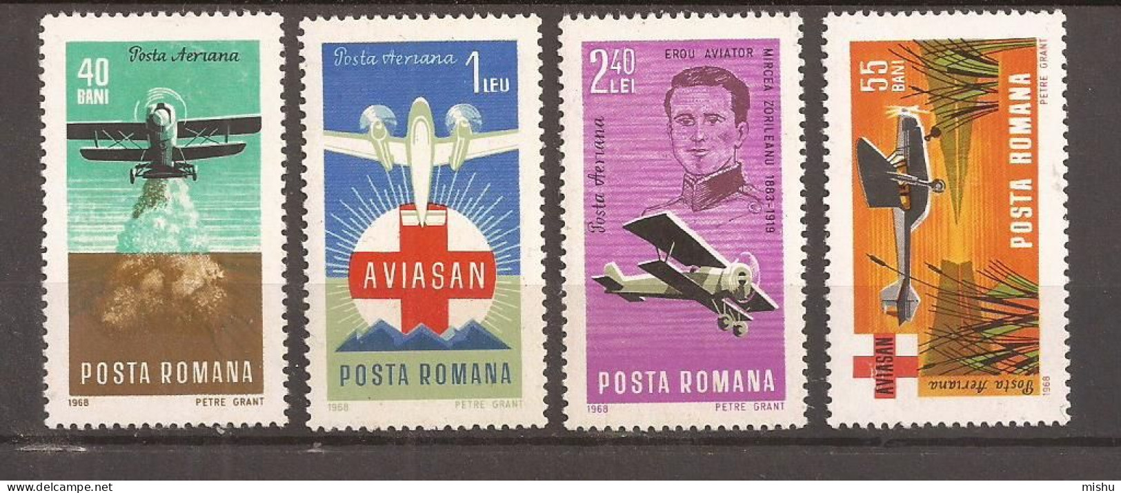 Romania - 1968 Aviatie Si Aviasan, Serie Completa, Nestampilat - Gebruikt