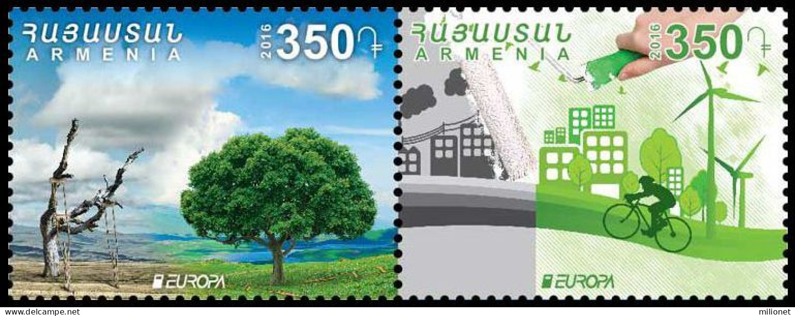 SALE!!! ARMENIA ARMENIE ARMENIEN 2016 EUROPA CEPT Think Green 2 Stamps Se-tenant (type 1) MNH ** - 2016