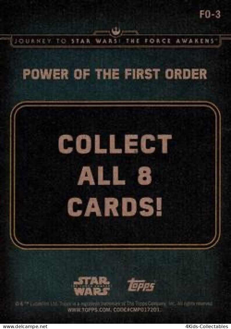 2015 Topps STAR WARS Journey To The Force Awakens "Power Of The First Order" FO-3 Stormtrooper - Star Wars