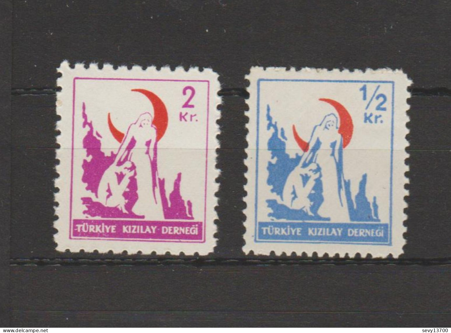 6 Timbres De Bienfaisance - Croissant Rouge - Timbres De Bienfaisance