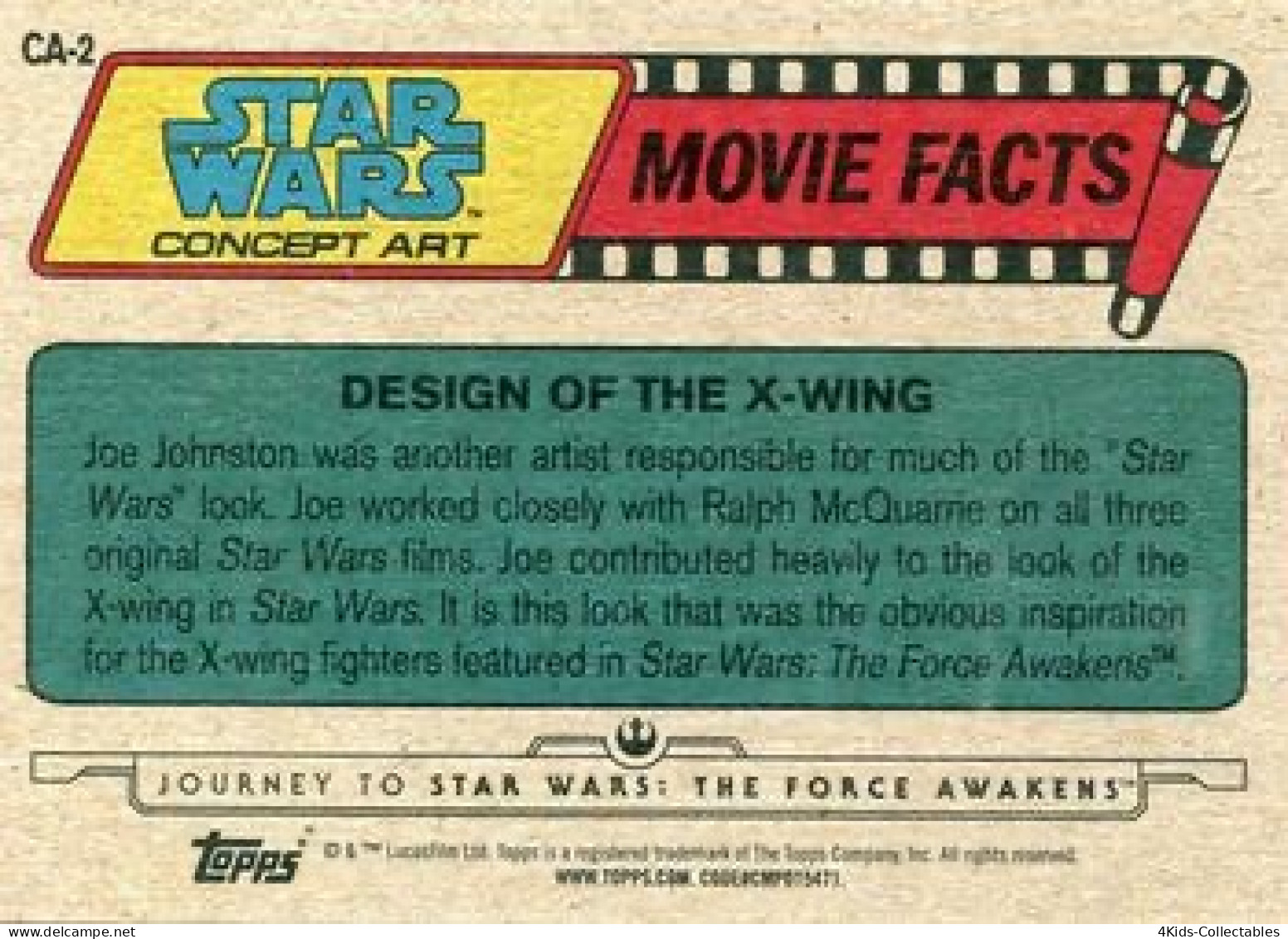 2015 Topps STAR WARS Journey To The Force Awakens "Concept Art" CA-2 Design Of The X-Wing - Star Wars