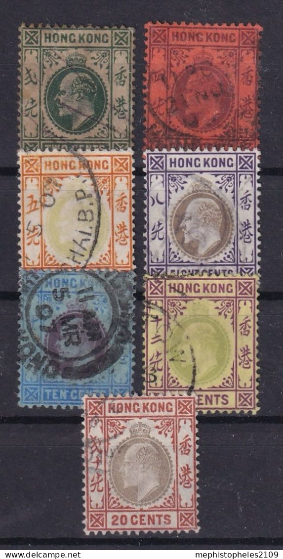 HONGKONG 1904 - Canceled - Sc# 87, 89, 91, 93, 94, 96, 97 - Used Stamps