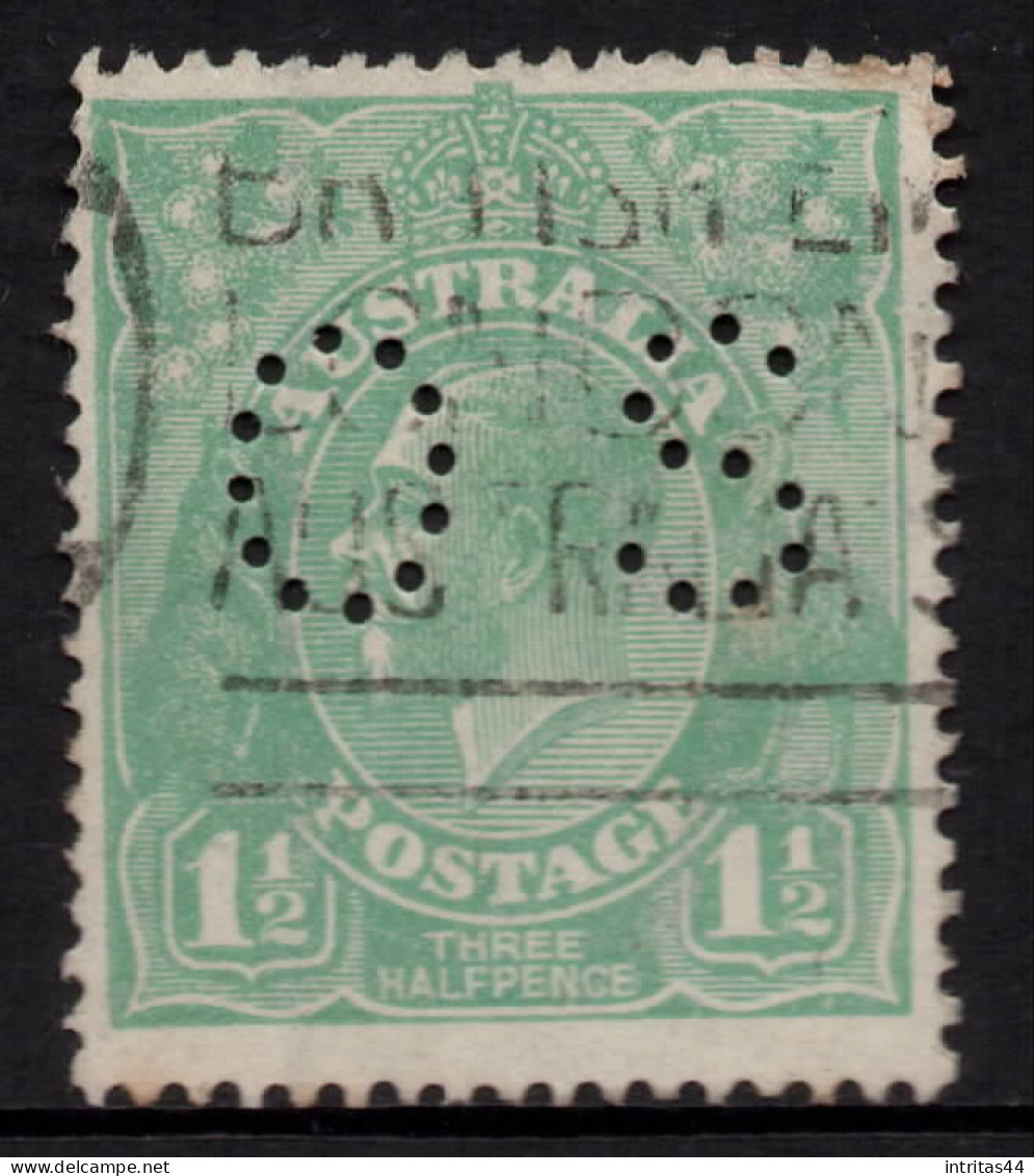 AUSTRALIA 1918-23 1.1/2d  GREEN  KGV STAMP "OS" PERF.14 1st WMK SG.O70 VFU - Gebruikt