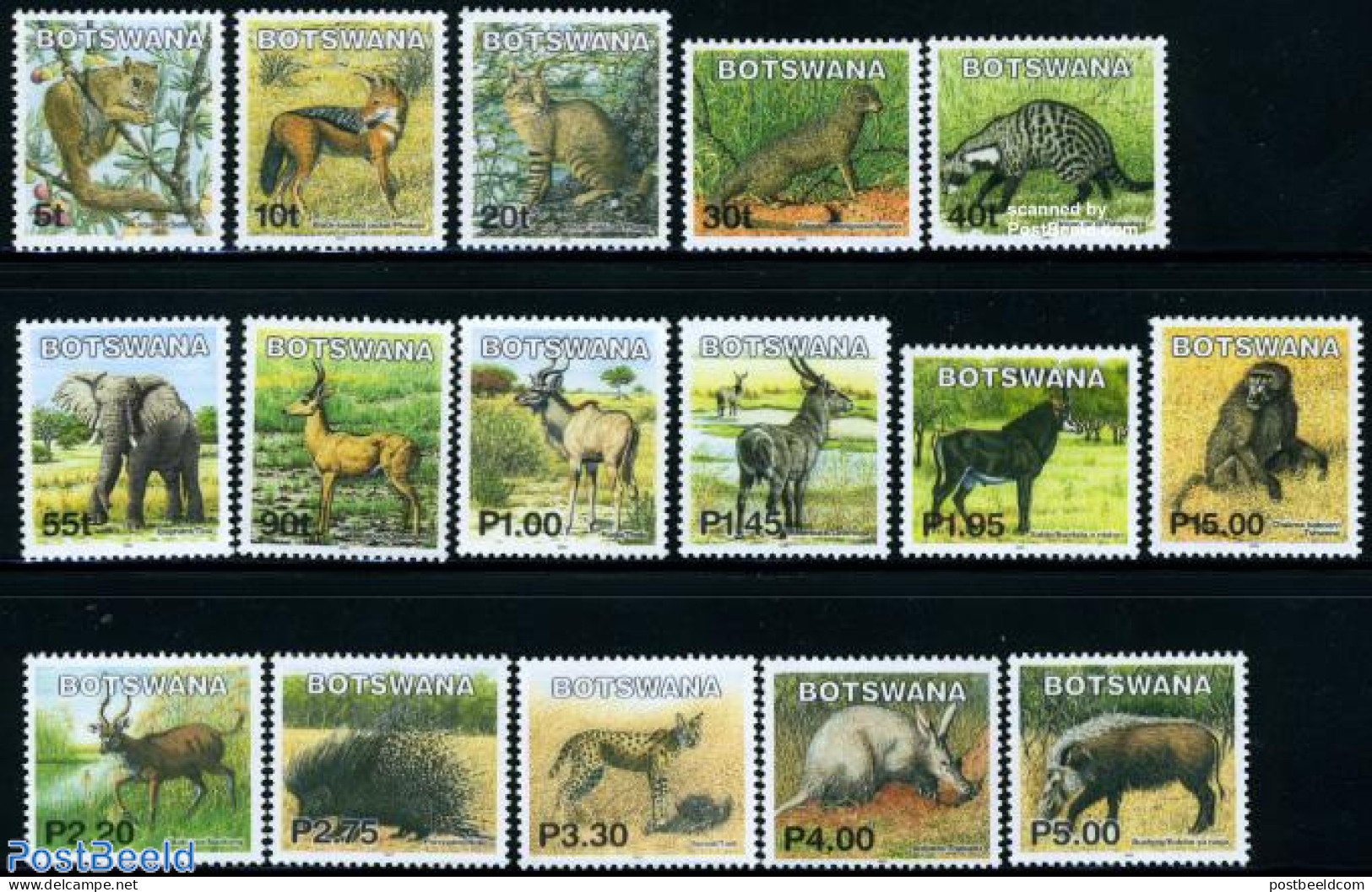 Botswana 2002 Animals 16v, Mint NH, Nature - Animals (others & Mixed) - Cat Family - Elephants - Monkeys - Botswana (1966-...)