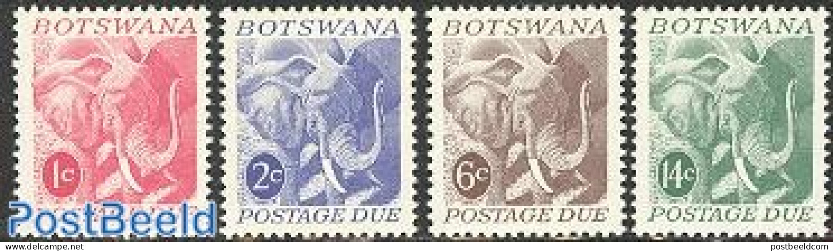 Botswana 1971 Postage Due 4v, Elephant, Mint NH, Nature - Animals (others & Mixed) - Elephants - Botswana (1966-...)