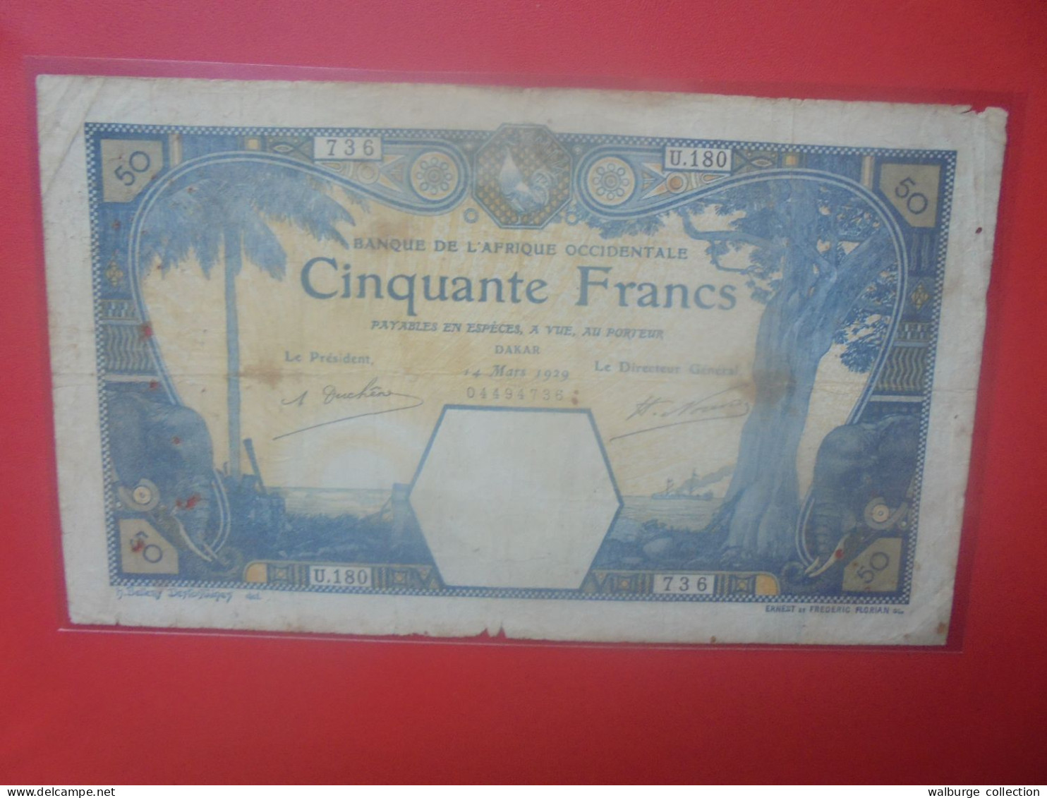 AFRIQUE OCCIDENTALE FRANCAISE (Sénégal) 50 FRANCS 1929 Circuler ASSEZ RARE ! (B.33) - West African States