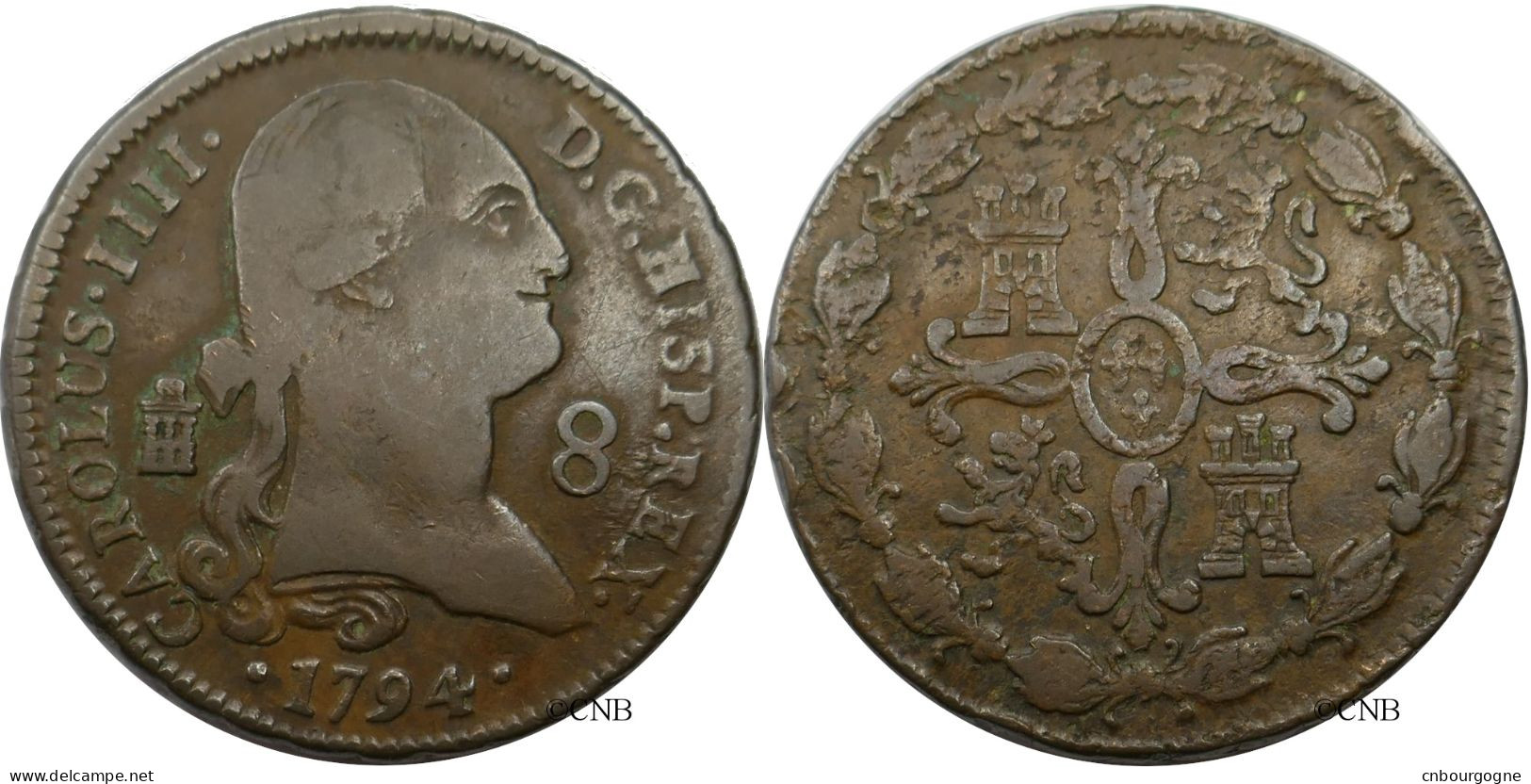 Espagne - Royaume - Charles IV - 8 Maravedis 1794 Ségovie - TB+/VF35 - Mon5780 - Primi Conii