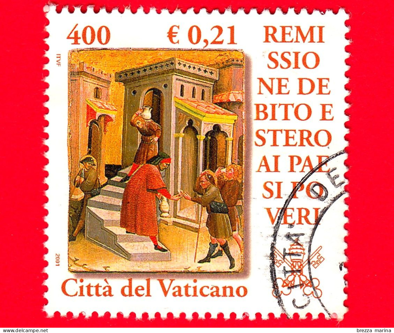 VATICANO - Usato - 2001 - Remissione Del Debito Estero Ai Paesi Poveri - Opere Di Misericordia - 400 L. - 0,21 - Usados